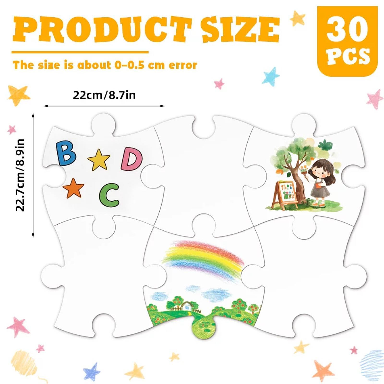 Puzzle Blank White - 30x Puste Puzzle do Sklejania Białe
